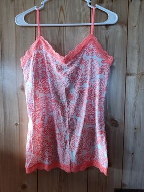 Aeropostale Coral Lace Floral Cami Tank